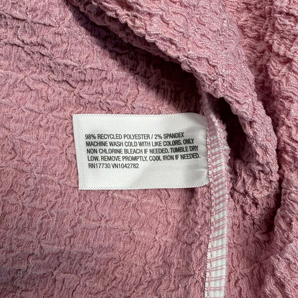 A New Day Womens Top Pink Textured Mock Neck Short Sleeve Medium New - Picture 5 of 7